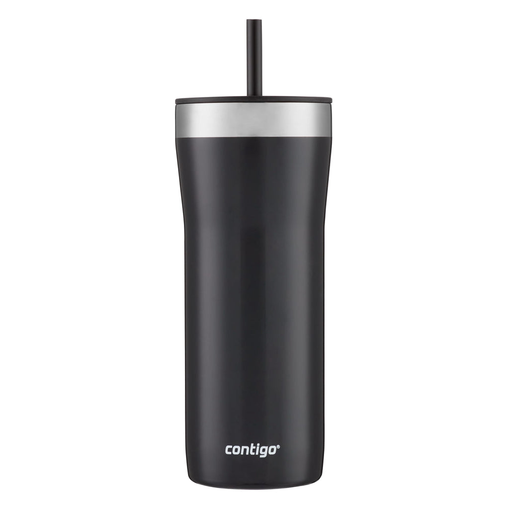Contigo Streeterville Stainless Steel Tumbler with Plastic Straw and Splash-Proof Lid, Licorice, 32 fl. oz - N0B1