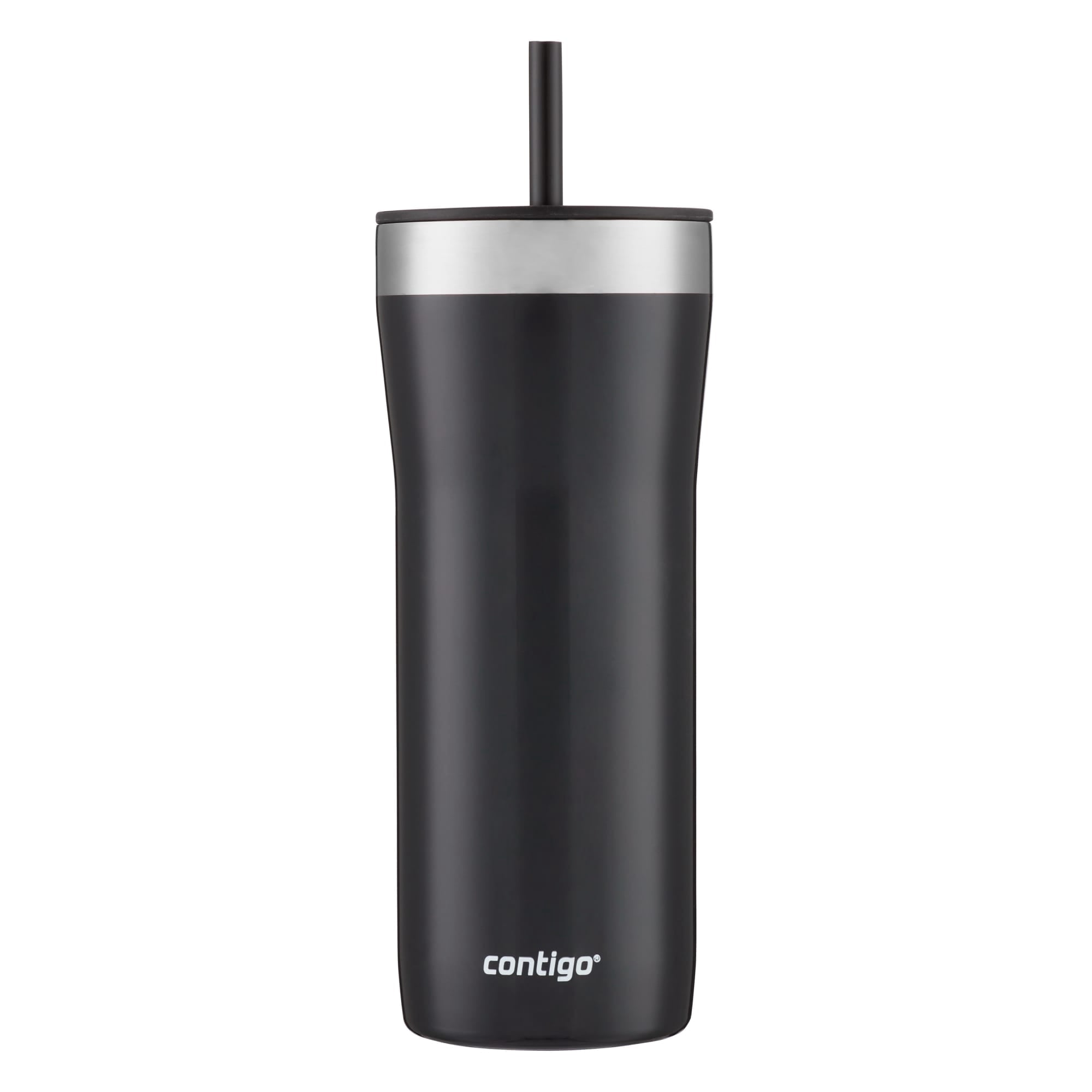 Contigo Streeterville Stainless Steel Tumbler with Plastic Straw and Splash-Proof Lid, Licorice, 32 fl. oz - N0B1