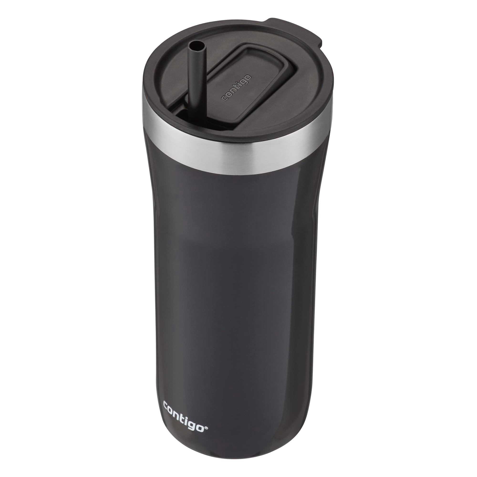 Contigo Streeterville Stainless Steel Tumbler with Plastic Straw and Splash-Proof Lid, Licorice, 32 fl. oz - N0B1