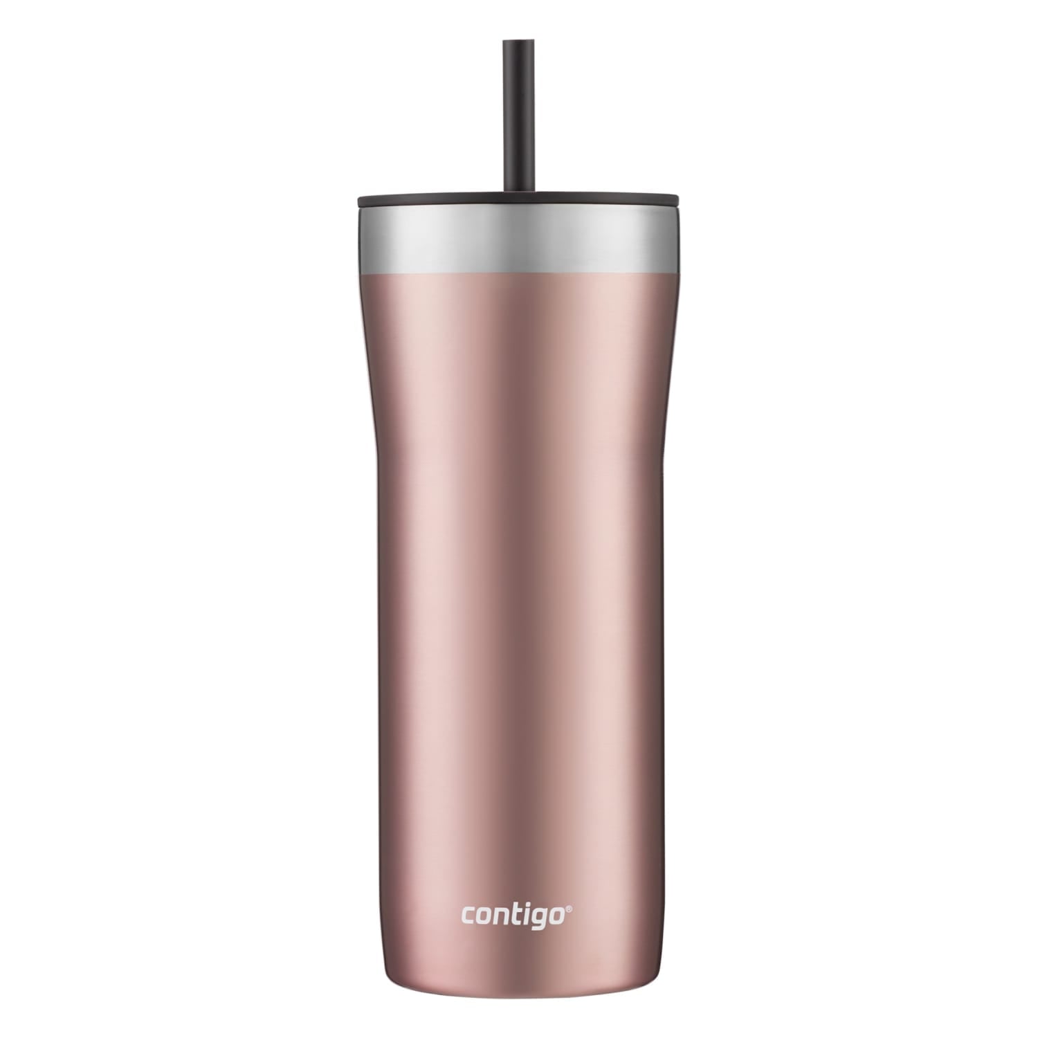 Contigo Streeterville Stainless Steel Tumbler with Plastic Straw and Splash-Proof Lid, Licorice, 32 fl. oz - N0B1