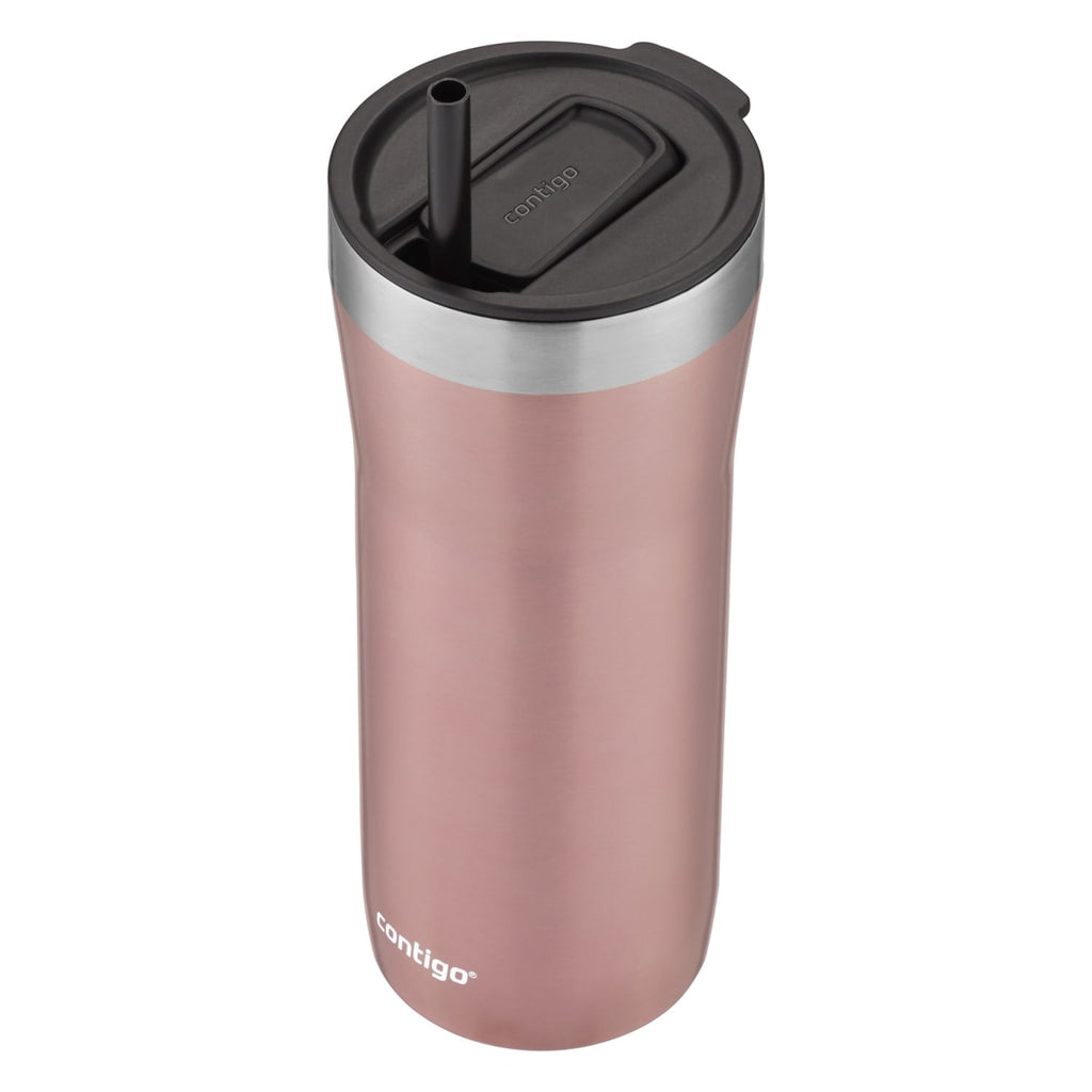 Contigo Streeterville Stainless Steel Tumbler with Plastic Straw and Splash-Proof Lid, Licorice, 32 fl. oz - N0B1
