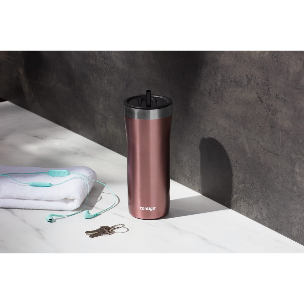 Contigo Streeterville Stainless Steel Tumbler with Plastic Straw and Splash-Proof Lid, Licorice, 32 fl. oz - N0B1