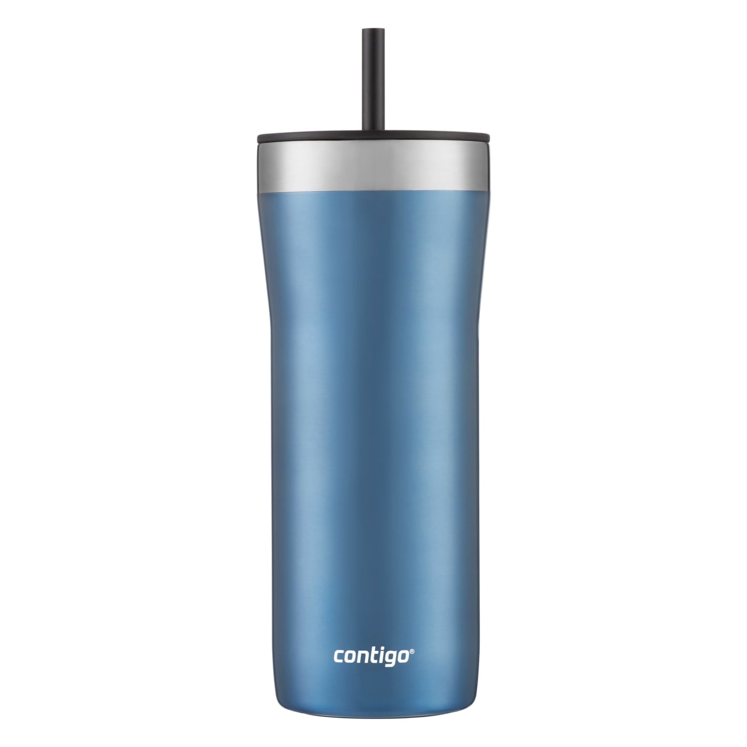 Contigo Streeterville Stainless Steel Tumbler with Plastic Straw and Splash-Proof Lid, Licorice, 32 fl. oz - N0B1
