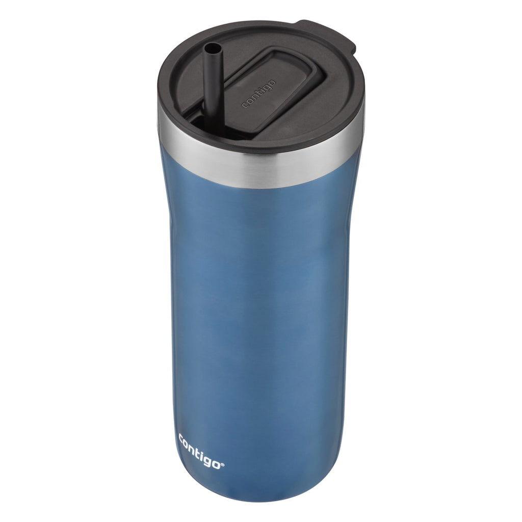 Contigo Streeterville Stainless Steel Tumbler with Plastic Straw and Splash-Proof Lid, Licorice, 32 fl. oz - N0B1