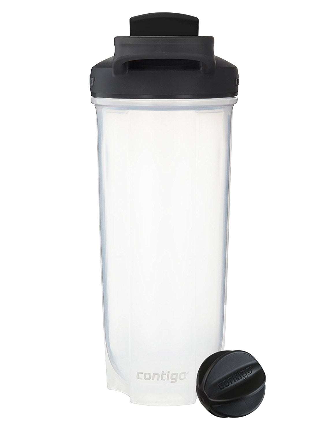 Contigo Shake &amp; Go Fit 28 oz Black and Clear Shaker Bottle with Flip-Top and Wide Mouth Lid - VN4Y