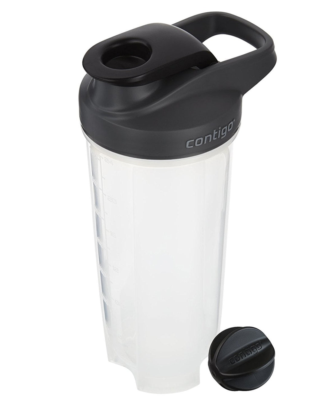 Contigo Shake &amp; Go Fit 28 oz Black and Clear Shaker Bottle with Flip-Top and Wide Mouth Lid - VN4Y