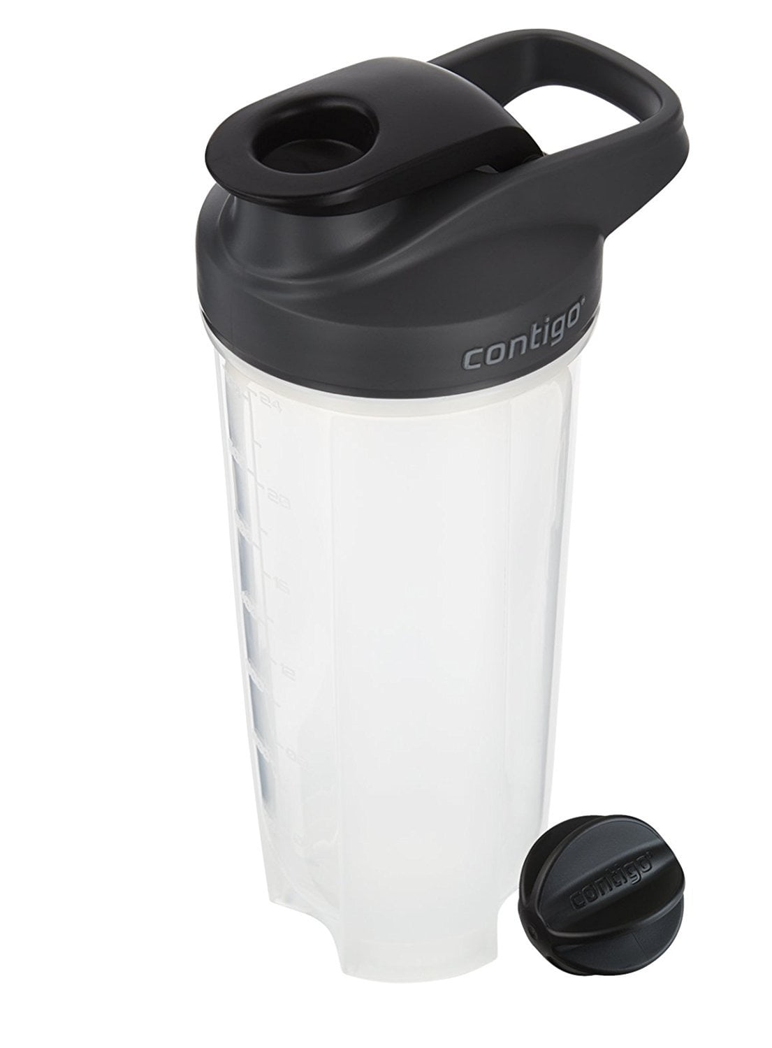 Contigo Shake &amp; Go Fit 28 oz Black and Clear Shaker Bottle with Flip-Top and Wide Mouth Lid - VN4Y