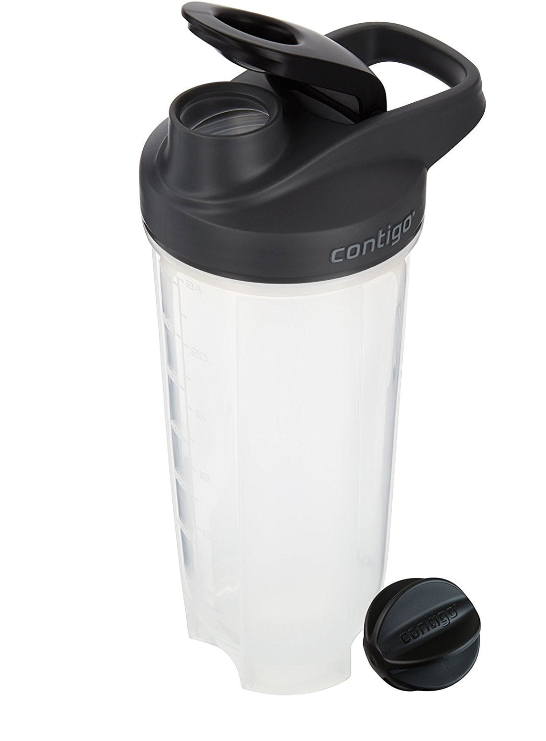 Contigo Shake &amp; Go Fit 28 oz Black and Clear Shaker Bottle with Flip-Top and Wide Mouth Lid - VN4Y