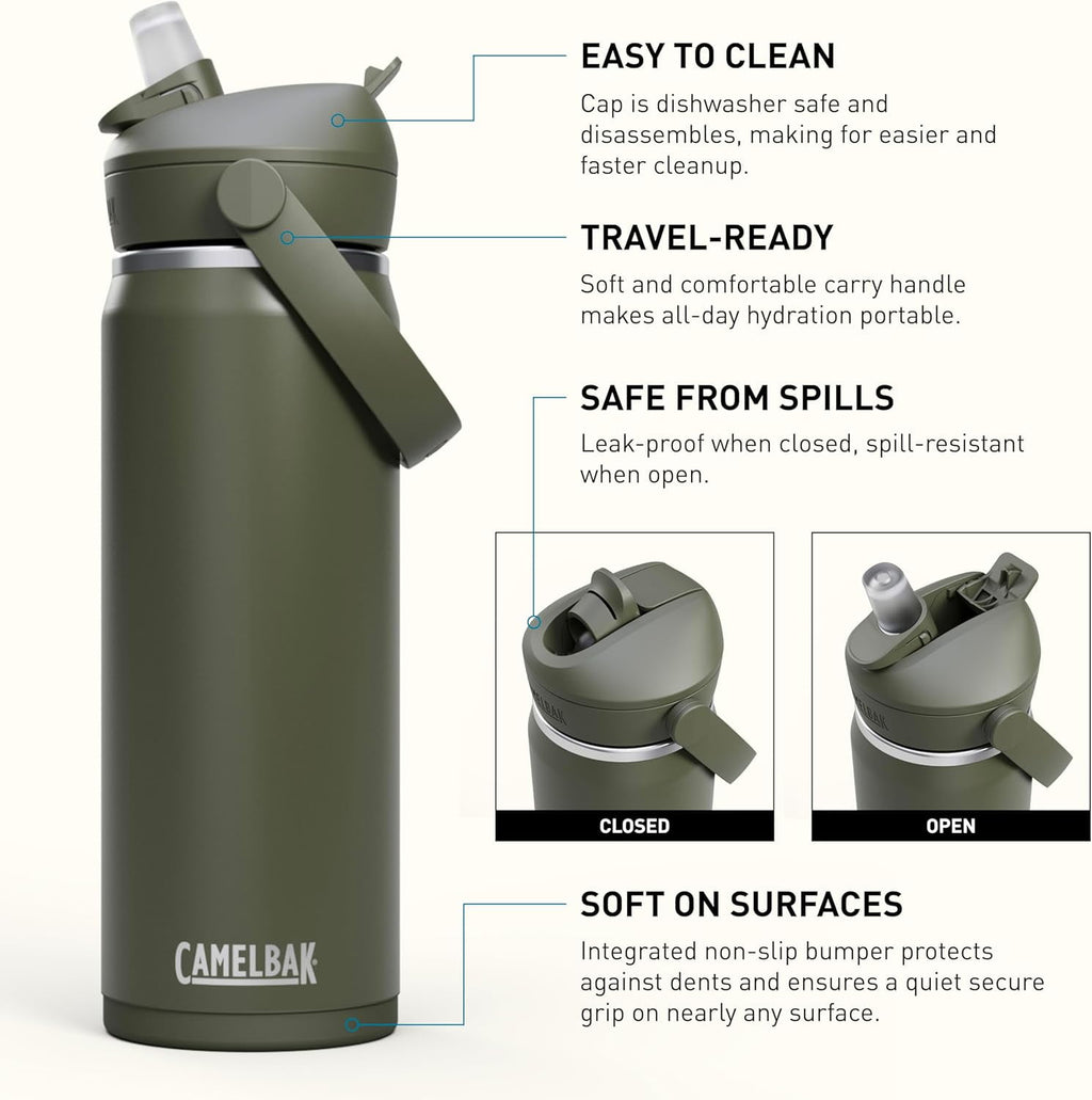 CamelBak Thrive™ Flip Straw Insulated Stainless Steel Water Bottle, 20oz, Moss - Z2ZB