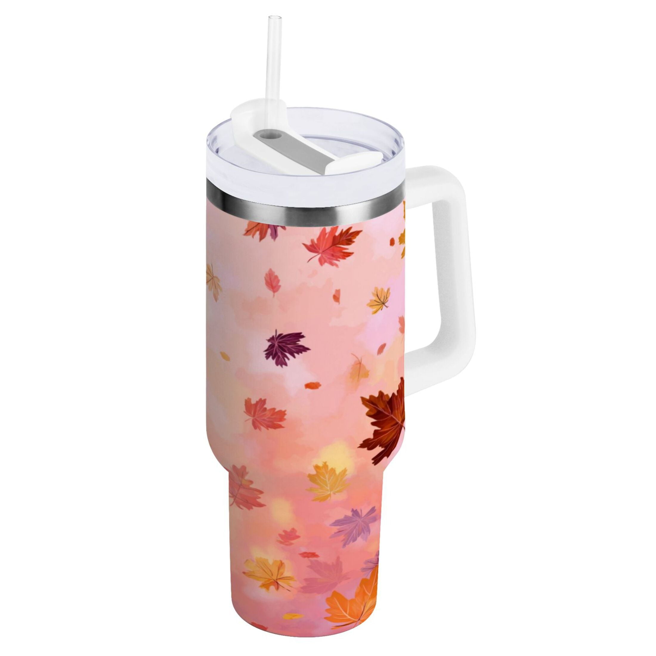 30 oz Insulated Stainless Steel Tumbler Double Wall Stainless Steel Tumbler with 2-Way Drinking Autumn Leaves Falling - WC8Y