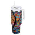 30 oz Insulated Stainless Steel Tumbler Double Wall Stainless Steel Tumbler with 2-Way Drinking Beautiful Abstract Tree Painting - TC9W