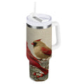 30 oz Insulated Stainless Steel Tumbler Double Wall Stainless Steel Tumbler with 2-Way Drinking Bird and Snow-covered Trees - 6FJT
