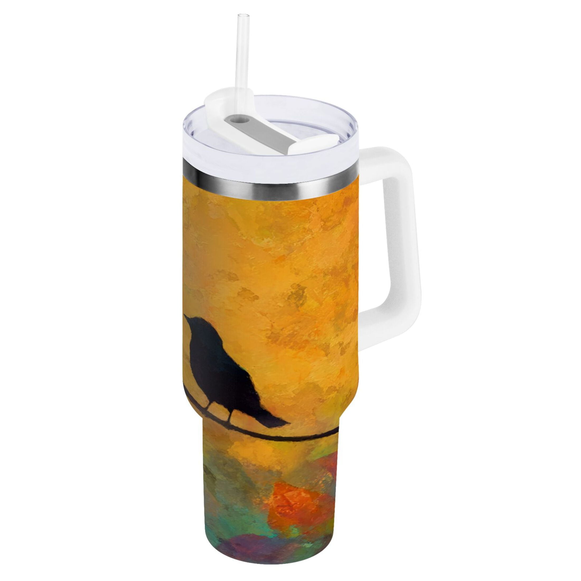 30 oz Insulated Stainless Steel Tumbler Double Wall Stainless Steel Tumbler with 2-Way Drinking Birds on A Wire - 2M8J
