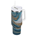 30 oz Insulated Stainless Steel Tumbler Double Wall Stainless Steel Tumbler with 2-Way Drinking Blue and Gold Swirling - LW18