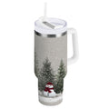 30 oz Insulated Stainless Steel Tumbler Double Wall Stainless Steel Tumbler with 2-Way Drinking Christmas Deer and Snowmen - 76PT