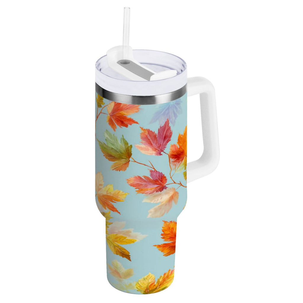 30 oz Insulated Stainless Steel Tumbler Double Wall Stainless Steel Tumbler with 2-Way Drinking Colorful Autumn Maple Leaves - 6EY7