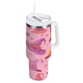 30 oz Insulated Stainless Steel Tumbler Double Wall Stainless Steel Tumbler with 2-Way Drinking Colorful Hat Pattern - 0YRI