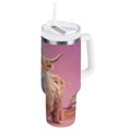 30 oz Insulated Stainless Steel Tumbler Double Wall Stainless Steel Tumbler with 2-Way Drinking Cow Wearing Christmas - U7DI