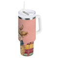 30 oz Insulated Stainless Steel Tumbler Double Wall Stainless Steel Tumbler with 2-Way Drinking Cow Wearing Scarf and Hat - AI5P