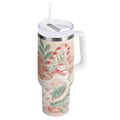 30 oz Insulated Stainless Steel Tumbler Double Wall Stainless Steel Tumbler with 2-Way Drinking Cute Christmas Design - H7L4