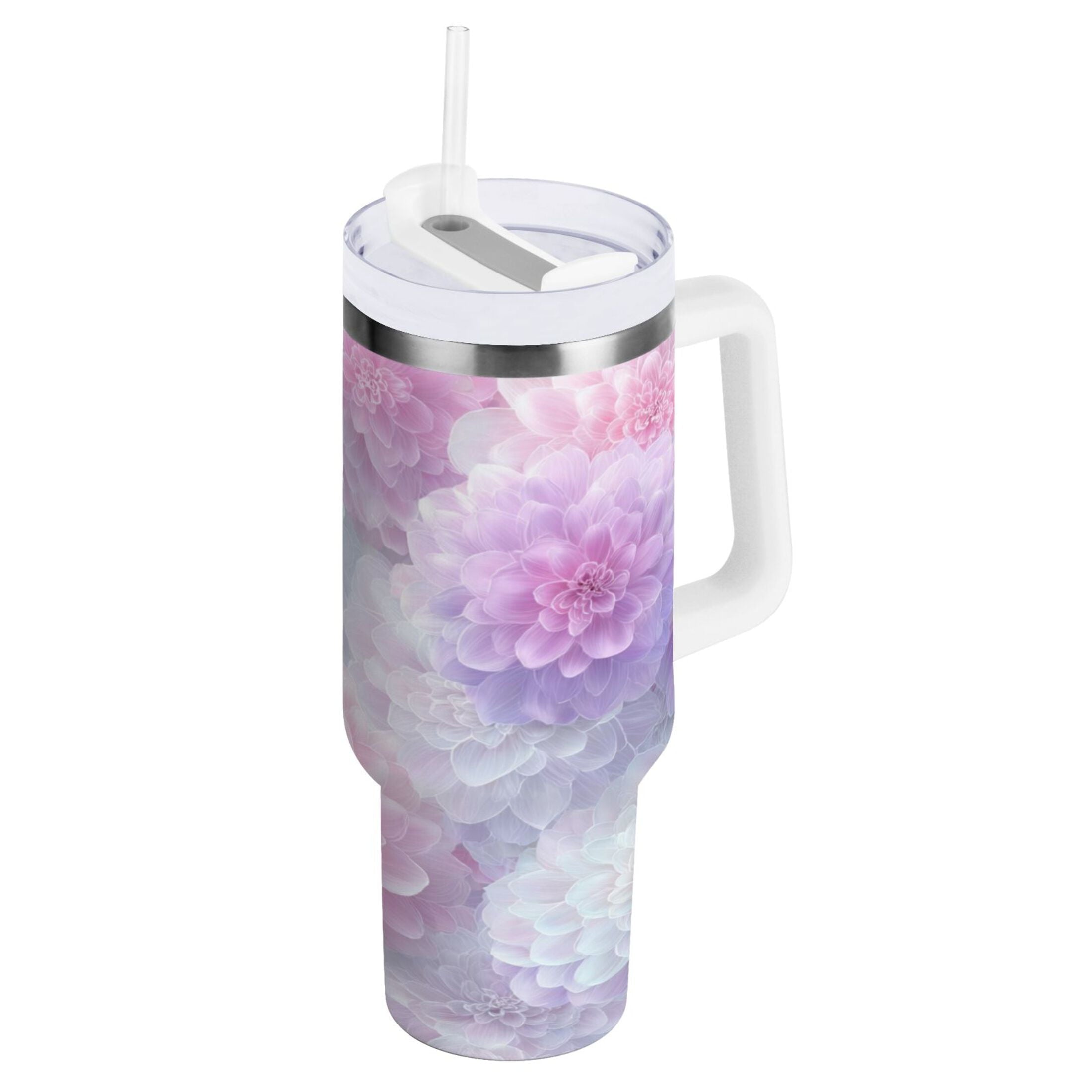 30 oz Insulated Stainless Steel Tumbler Double Wall Stainless Steel Tumbler with 2-Way Drinking Cute Pastel Watercolor Floral - 3IDJ