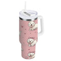 30 oz Insulated Stainless Steel Tumbler Double Wall Stainless Steel Tumbler with 2-Way Drinking Dogs Wearing Bows - DQZ2