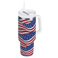 30 oz Insulated Stainless Steel Tumbler Double Wall Stainless Steel Tumbler with 2-Way Drinking Flags Wave Pattern - 4TVK