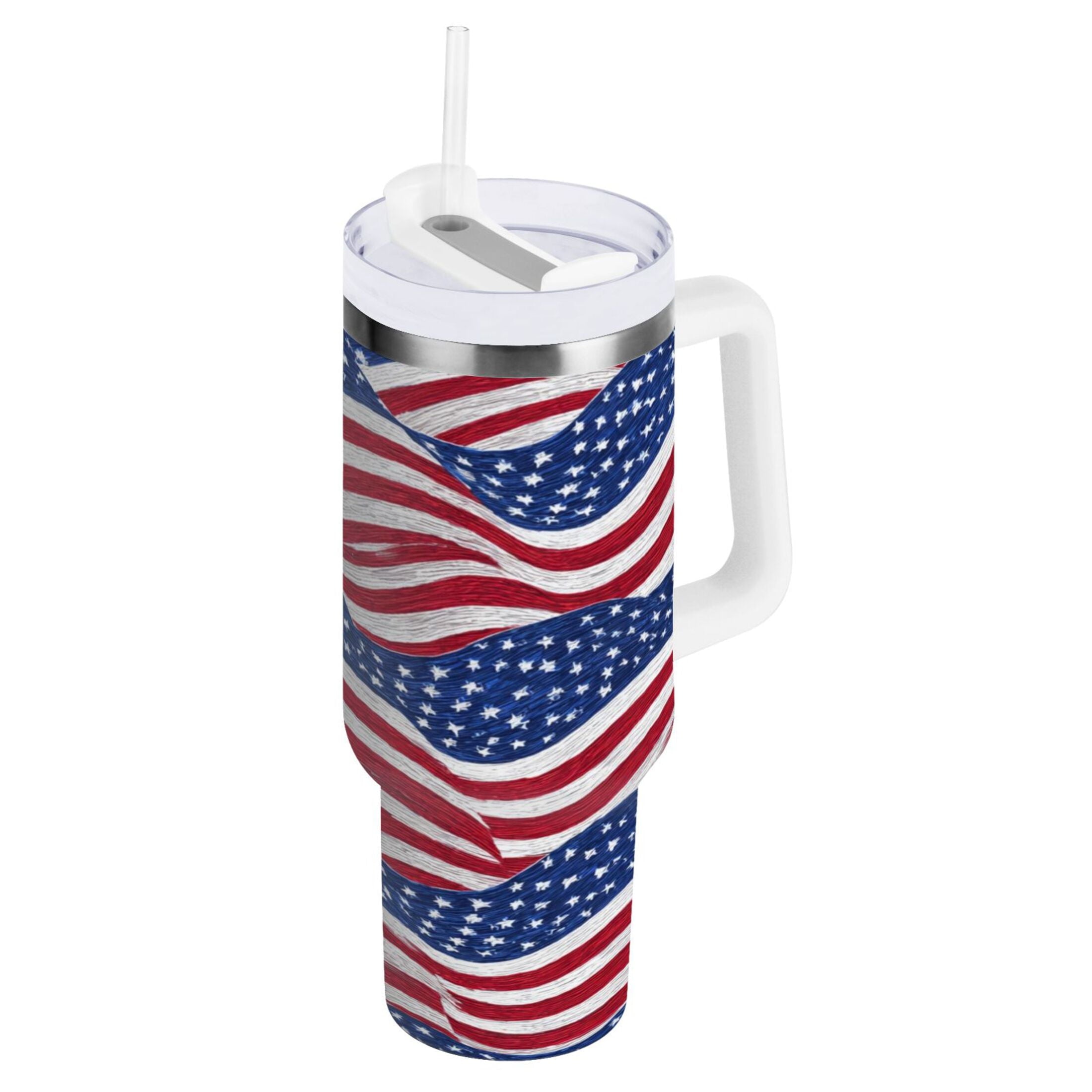 30 oz Insulated Stainless Steel Tumbler Double Wall Stainless Steel Tumbler with 2-Way Drinking Flags Wave Pattern - 4TVK