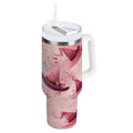 30 oz Insulated Stainless Steel Tumbler Double Wall Stainless Steel Tumbler with 2-Way Drinking Hats with Delicate Bows - H7Z6