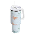 30 oz Insulated Stainless Steel Tumbler Double Wall Stainless Steel Tumbler with 2-Way Drinking Pastel Doodle Airplanes - BTKD
