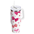 30 oz Insulated Stainless Steel Tumbler Double Wall Stainless Steel Tumbler with 2-Way Drinking Red and Pink Bows - FP4C