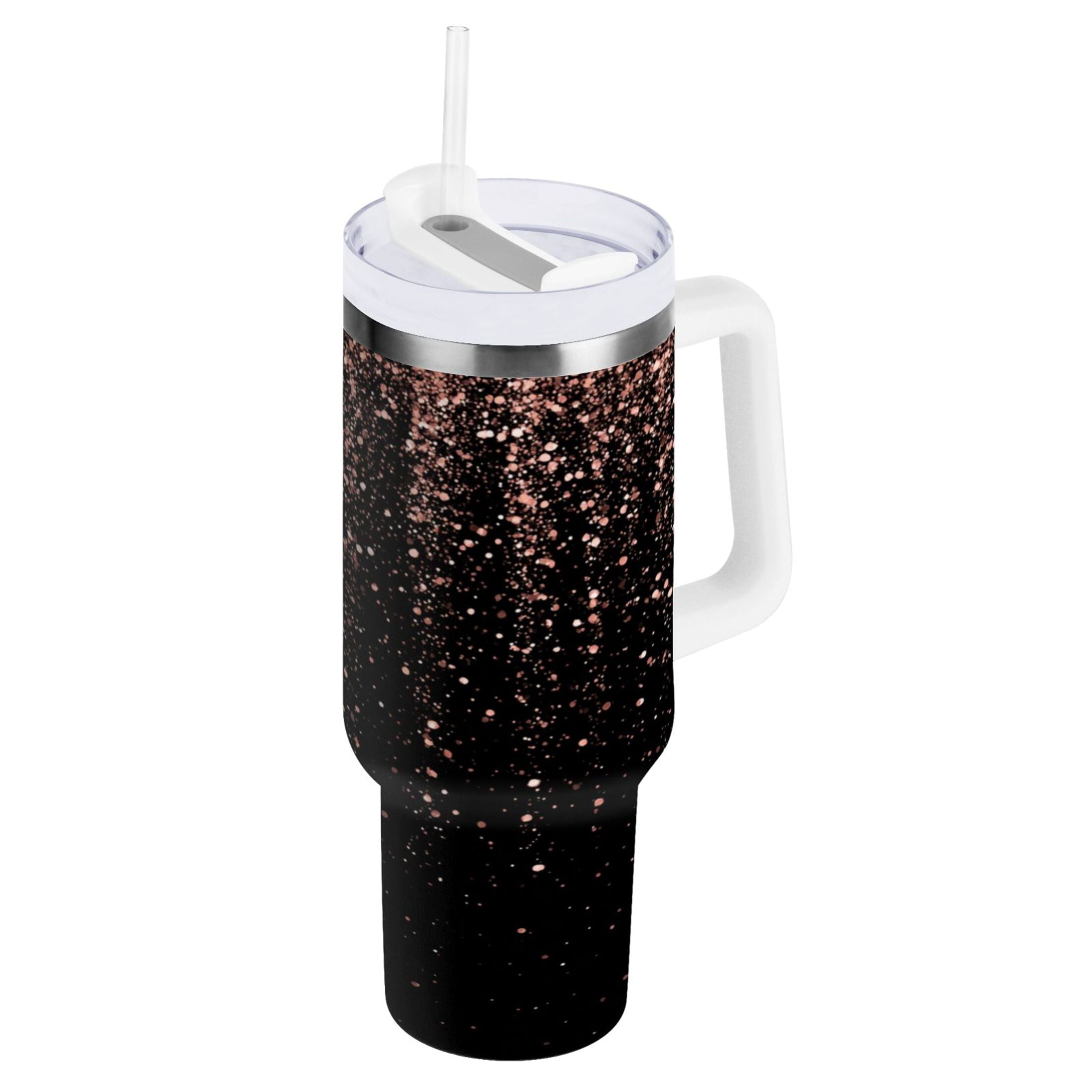 40 oz Insulated Stainless Steel Tumbler Double Wall Stainless Steel Tumbler with 2-Way Drinking Rose Gold Glitter - ATO6