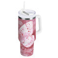 30 oz Insulated Stainless Steel Tumbler Double Wall Stainless Steel Tumbler with 2-Way Drinking Soft Pink Butterfly - 2RQD