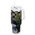 30 oz Insulated Stainless Steel Tumbler Double Wall Stainless Steel Tumbler with 2-Way Drinking Two Snowmen Pattern - YDD1