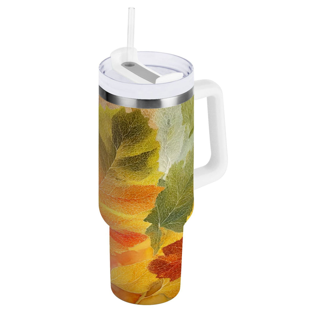30 oz Insulated Stainless Steel Tumbler Double Wall Stainless Steel Tumbler with 2-Way Drinking Various Shades Autumn Leaves - 8YWR