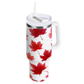 30 oz Insulated Stainless Steel Tumbler Double Wall Stainless Steel Tumbler with 2-Way Drinking Vibrant Red Maple Leaves - E80Y