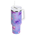 30 oz Insulated Stainless Steel Tumbler Double Wall Stainless Steel Tumbler with 2-Way Drinking Watercolor Bows Pattern - Y4UM