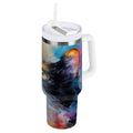 30 oz Insulated Stainless Steel Tumbler Double Wall Stainless Steel Tumbler with 2-Way Drinking Watercolor Calico Cat - W835