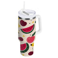 30 oz Insulated Stainless Steel Tumbler Double Wall Stainless Steel Tumbler with 2-Way Drinking Watermelon and Cherries - YK54
