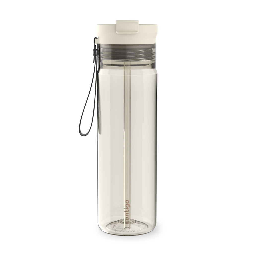 Contigo DualSip Leakproof Plastic Reusable Water Bottle with Carrying Strap, Cream/Clear, 28 oz - LPHZ