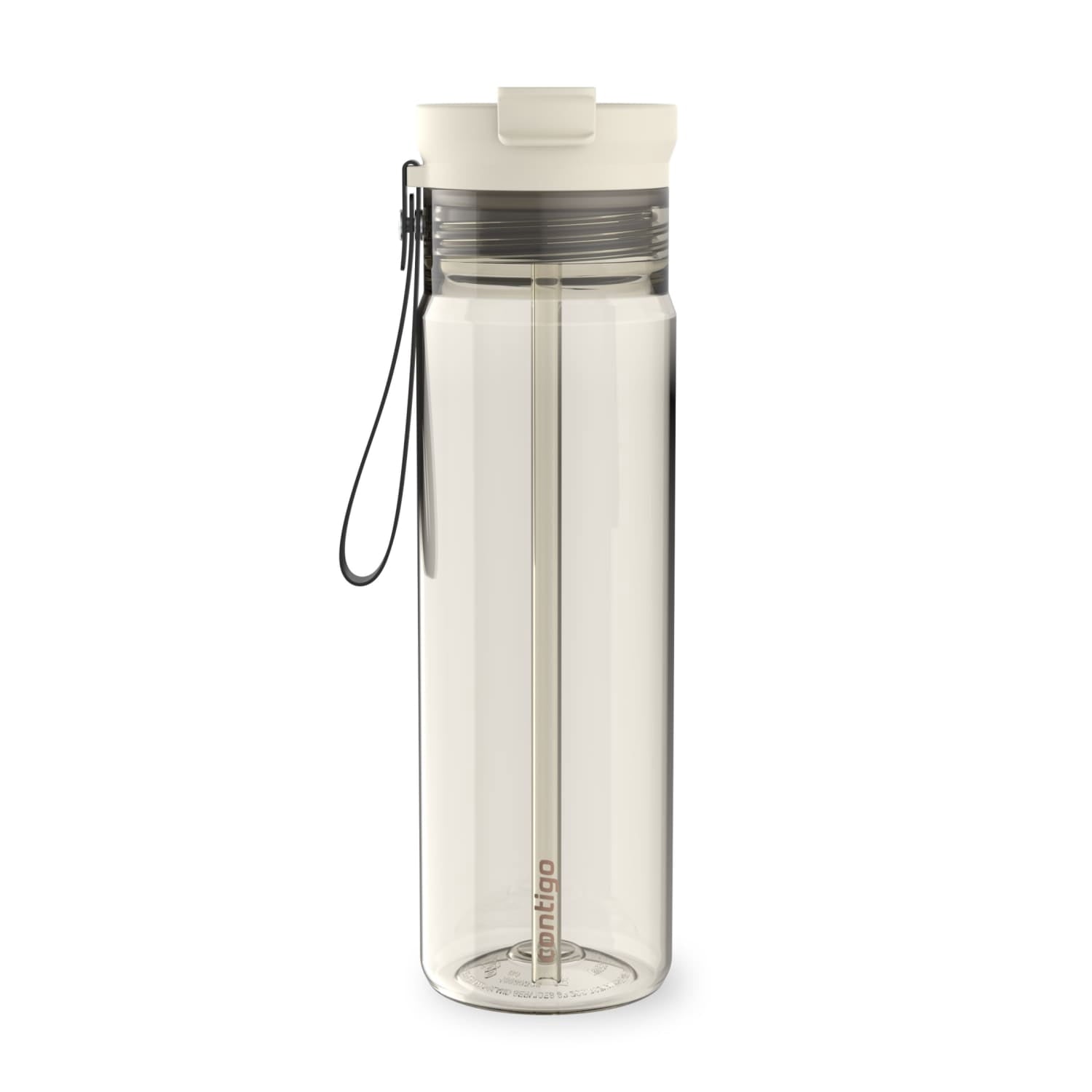 Contigo DualSip Leakproof Plastic Reusable Water Bottle with Carrying Strap, Cream/Clear, 28 oz - LPHZ