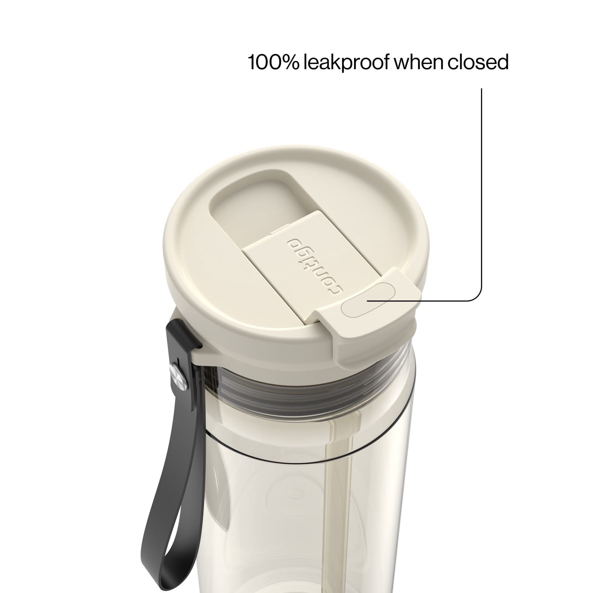Contigo DualSip Leakproof Plastic Reusable Water Bottle with Carrying Strap, Cream/Clear, 28 oz - LPHZ