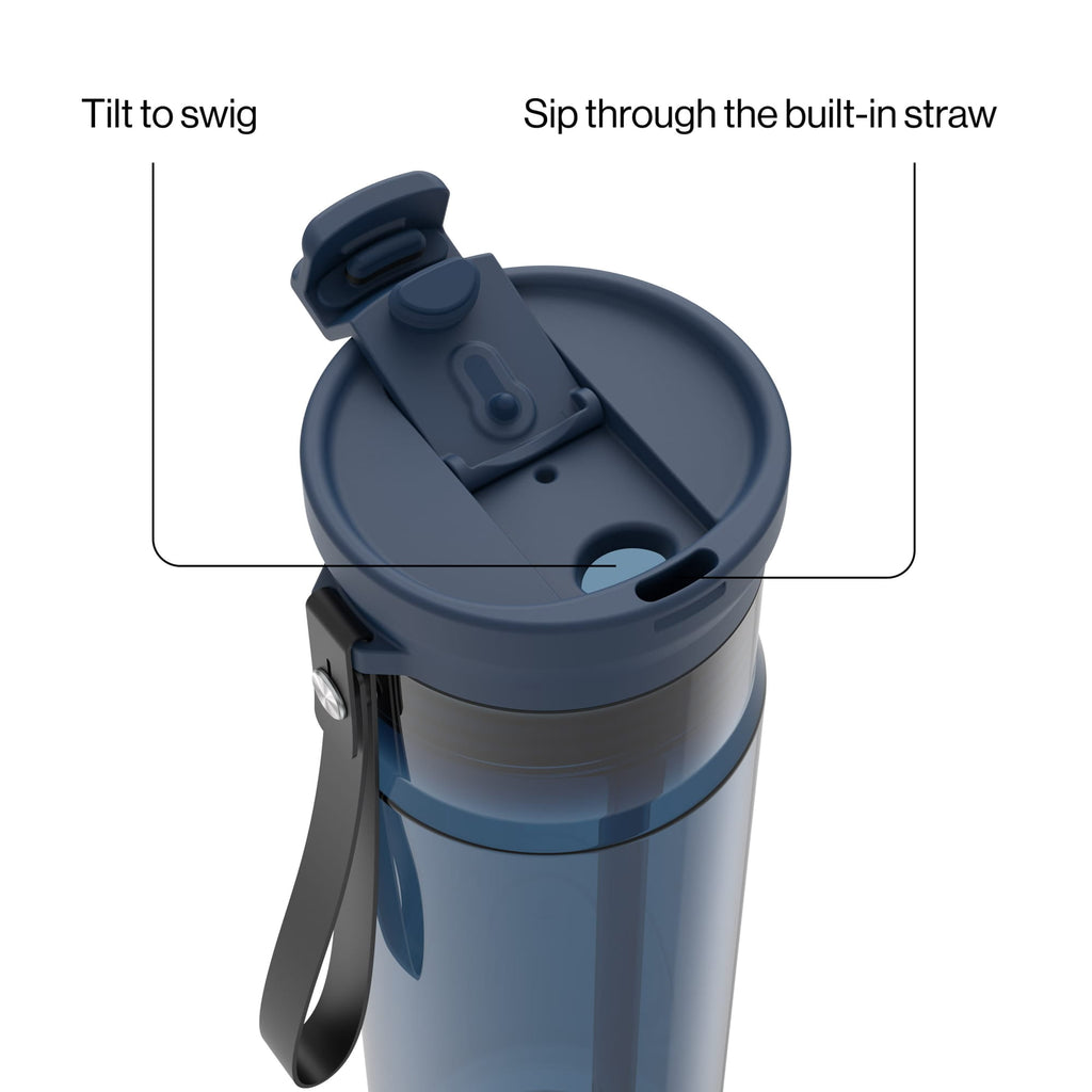 Contigo DualSip Leakproof Plastic Reusable Water Bottle with Carrying Strap, Cream/Clear, 28 oz - LPHZ