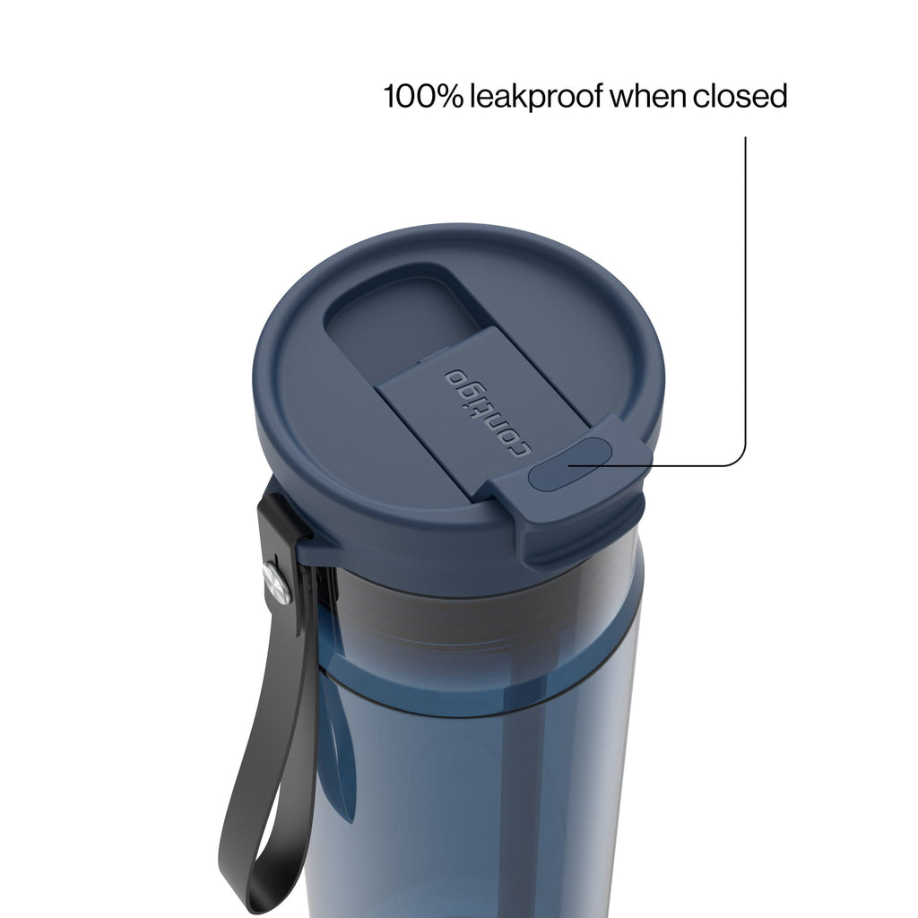 Contigo DualSip Leakproof Plastic Reusable Water Bottle with Carrying Strap, Cream/Clear, 28 oz - LPHZ