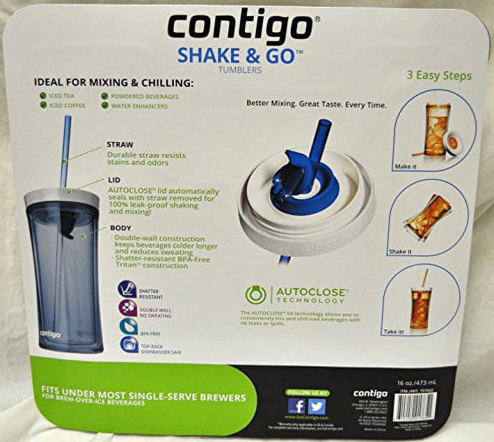 Contigo Shake &amp; Go Plastic Tumblers - Set of 3 (Lavender Orange &amp; Clear) - 34I4
