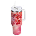 30 oz Insulated Stainless Steel Tumbler Double Wall Stainless Steel Tumbler with 2-Way Drinking Watercolor Red Maple Leaves - VV8D