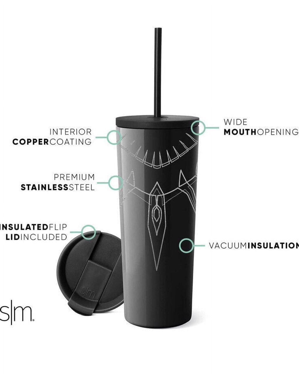 Simple Modern Insulated Black Panther 24oz  Tumbler W/Flip Lid and Straw Lid - IUQN