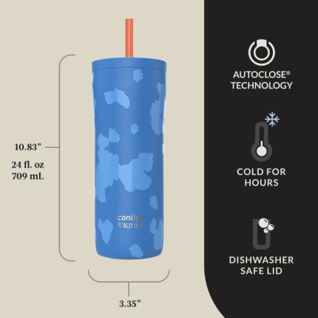 Contigo x Ally Love Streeterville 2.0 Stainless Steel Tumbler with Straw, 24 oz, Stellar Jay - RNNP