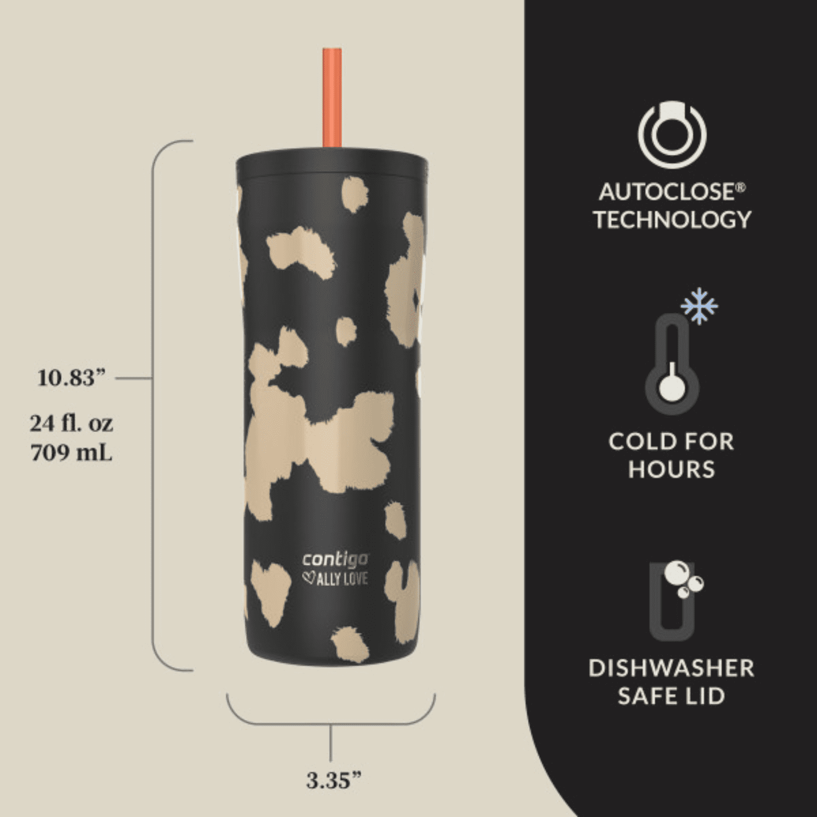 Contigo x Ally Love Streeterville 2.0 Stainless Steel Tumbler with Straw, 24 oz, Stellar Jay - RNNP