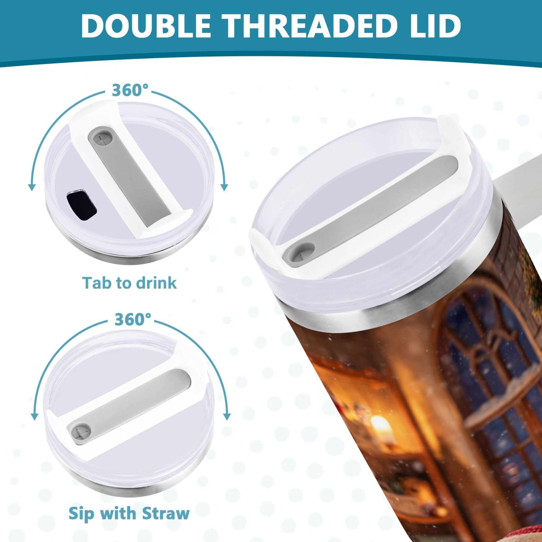 40 oz Insulated Stainless Steel Tumbler Double Wall Stainless Steel Tumbler with 2-Way Drinking Sitting Santa Claus - MC1J